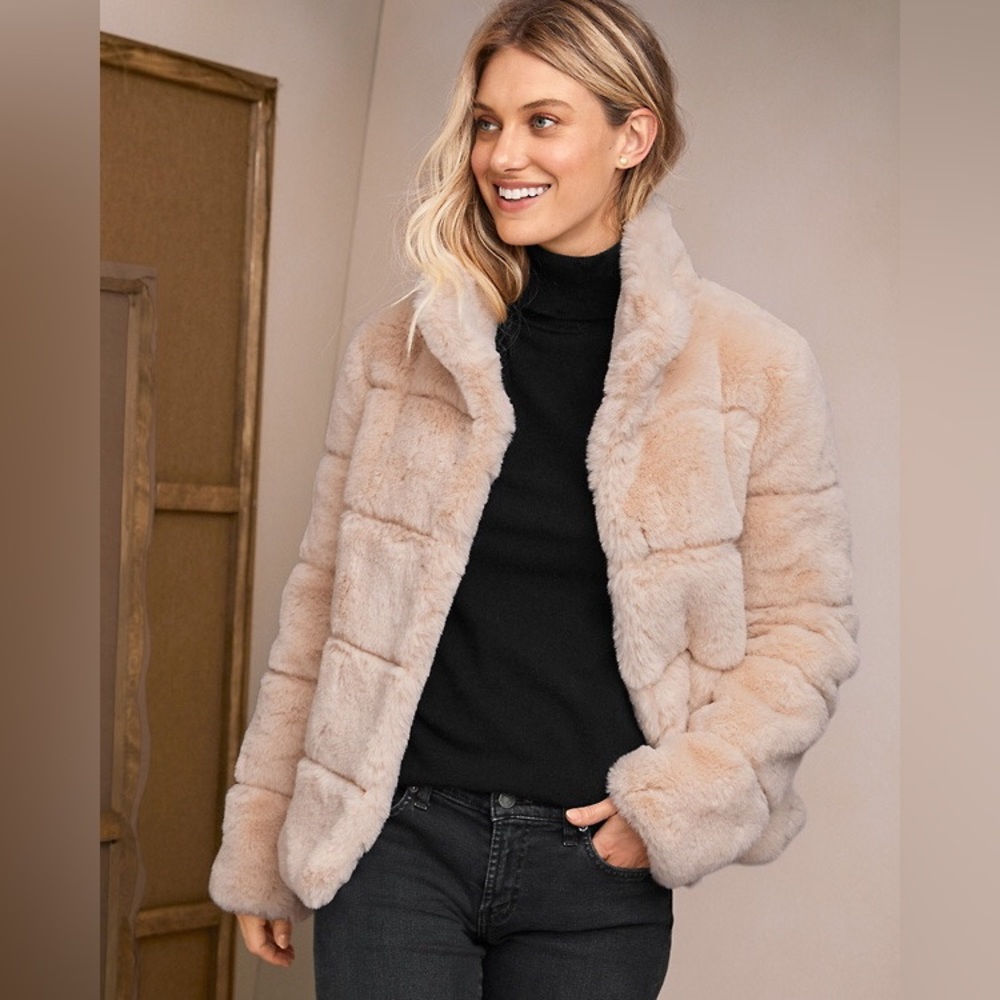 Soia & Kyo Cream Faux Fur Jacket Large